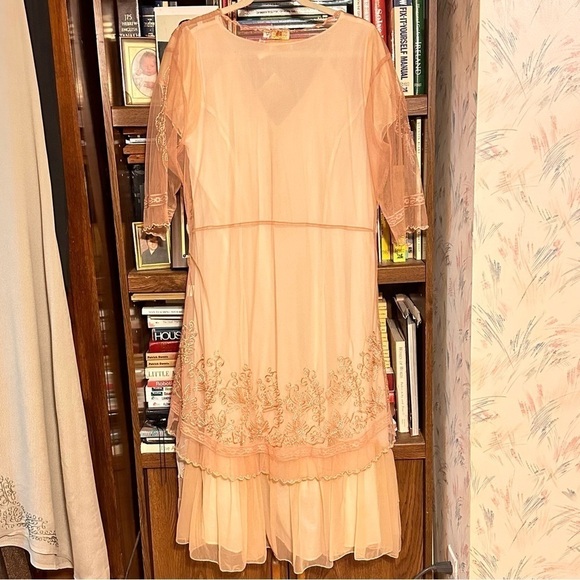 Nataya 2Pc Edwardian Tea Dress & Tunic Jacket Size XL Age of Love Ivory & Peach - Picture 6 of 16